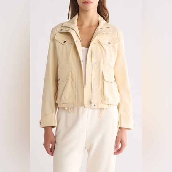 Rag & Bone Trail Long Sleeve Cotton Crop Jacket in Ecru Beige S - Picture 1 of 9